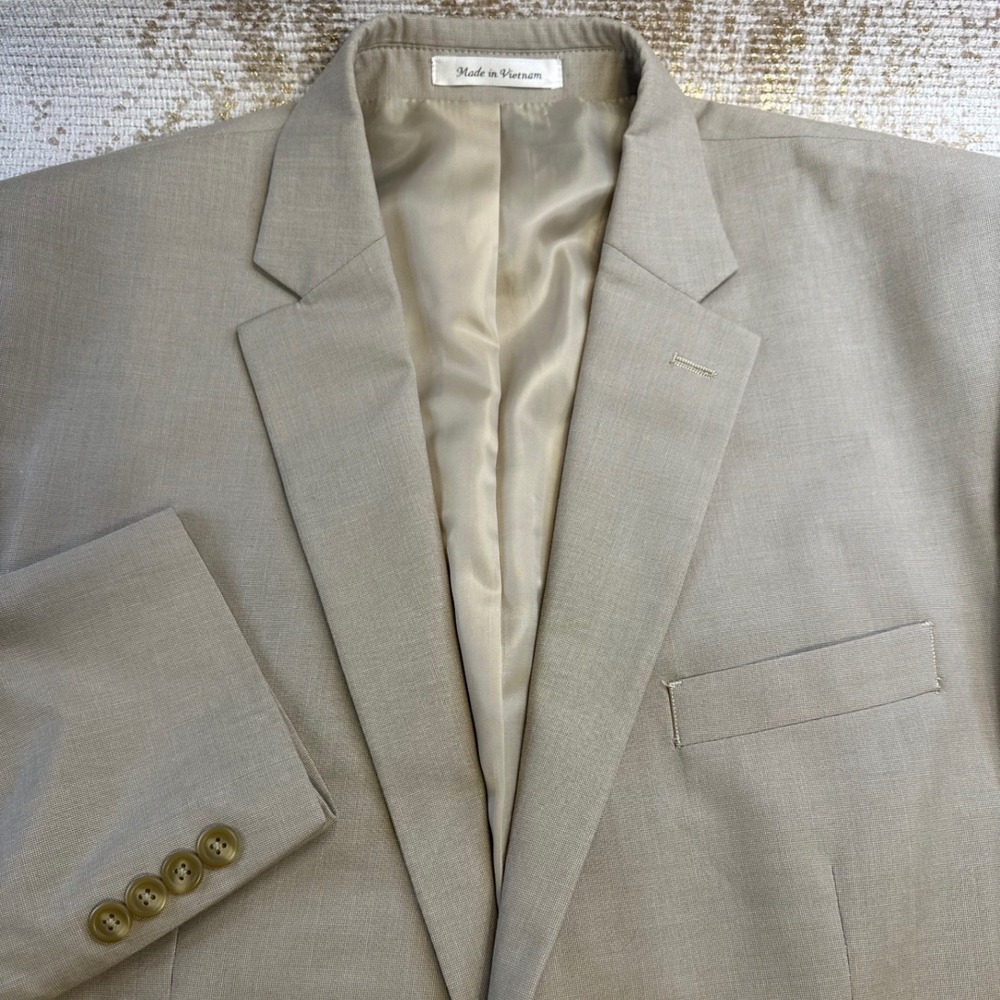 CHAPS Men's Beige/Tan Sport Coat Blazer Preppy Dressy Business Office Career 46L